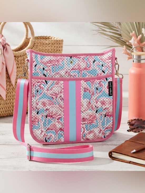 Simply Southern Handbags - SIMPLY SOUTHERN - NEOPRENE CROSSBODY PURSE- Flamingo
